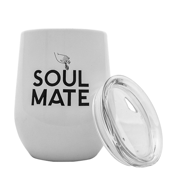 TermoLid – termokop til yerba mate med låg – Soul Mate (hvid) – 350 ml