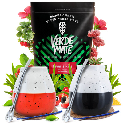 Yerba Mate Sæt til Par Verde Mate 400g 0,4kg 2x Kalabas + 2x Bombilla