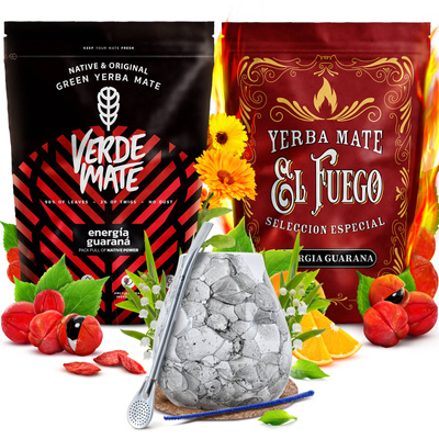 Yerba Mate sæt Verde Mate El Fuego Energia 2x500g + tilbehør