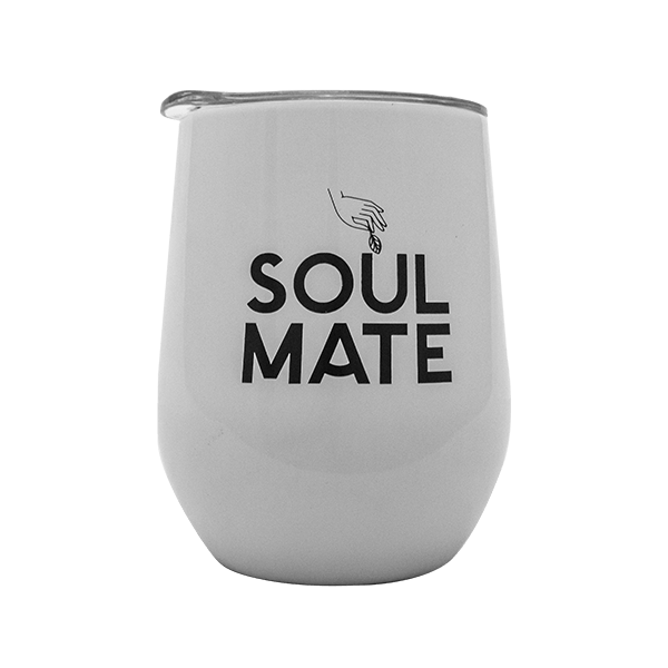 TermoLid – termokop til yerba mate med låg – Soul Mate (hvid) – 350 ml