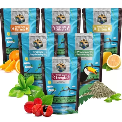 Sæt med Yerba Mate Rio Parana forskellige typer 6x500g