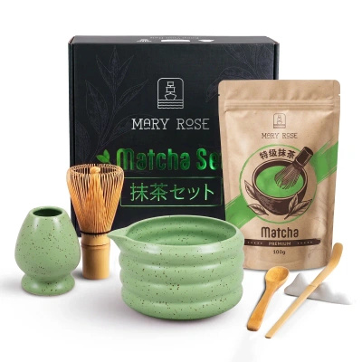 Gavesæt: premium-matcha + matchawan + bambustilbehør