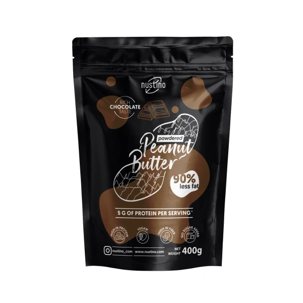 Sæt med jordnøddesmørpulver Nustino: Classic + Chocolate 2x400g