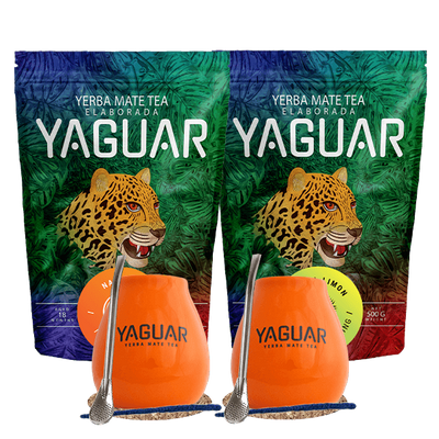 Yerba Mate-sæt Yaguar Naranja 500g + Yaguar Menta Limon 500g
