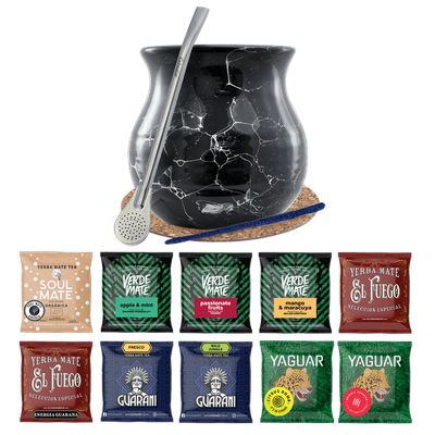 Yerba Mate-sæt 10x50g Calabash Bombilla 500g