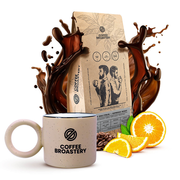 Bro Coffee Roastery sæt: Amico dall'Italia Espresso Roast kaffe + krus
