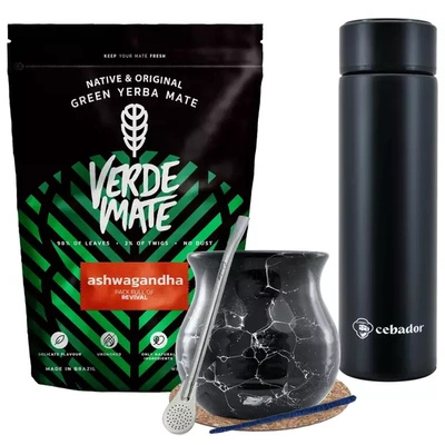 Yerba Verde Mate Ashwagandha 500g termokande sæt