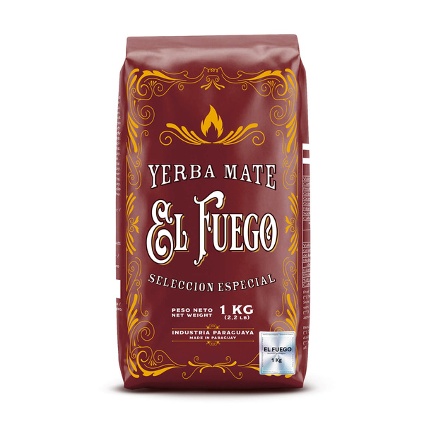 Yerba Mate-sæt: El Fuego Elaborada 1kg + Kalabas + Bombilla