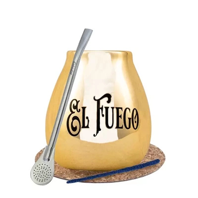 Yerba Mate BIG gylden kalabas bombilla El Fuego