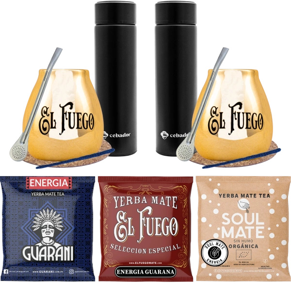 Sæt af yerba Mate til par PREMIUM kalabas termokander