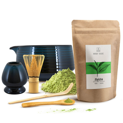 Sæt til brygning af matcha-te: matcha 100g + tilbehør