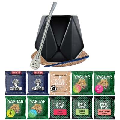 Sæt Yerba Verde Mate Grøn 10x50 Mate Cup Diamente