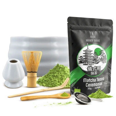 Ceremonielt sæt til brygning af matcha-te: japansk økologisk matcha 30g + tilbehør