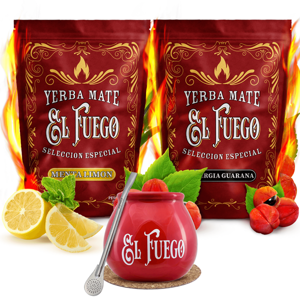 Yerba mate-sæt El Fuego keramisk kalabas bombilla