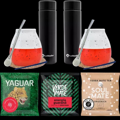 Yerba Mate startsæt til par termokander 3x50g