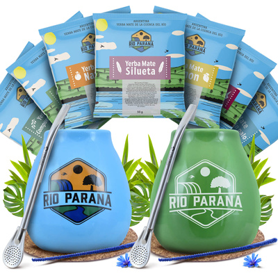 Yerba Mate Rio Parana Sæt TIL TO Kalabas Bombilla