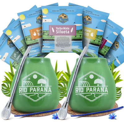 Yerba Mate Rio Parana Sæt TIL TO Kalabas Bombilla