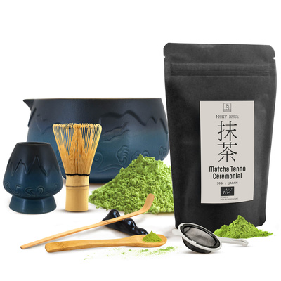 Ceremonielt sæt til brygning af matcha-te: japansk økologisk matcha 30g + tilbehør