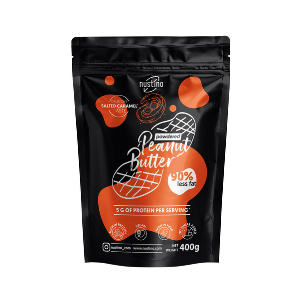 Nustino – Jordnøddesmør i pulverform – Salted Caramel (uden tilsat sukker) 400 g