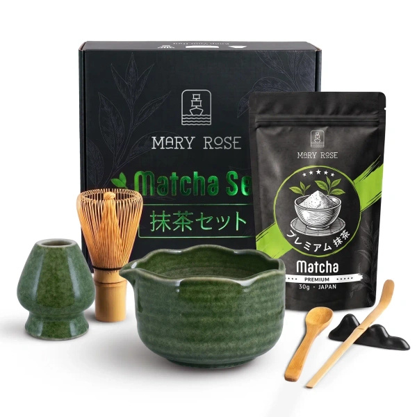 Gavesæt: japansk matcha i premiumkvalitet + matchawan + bambustilbehør