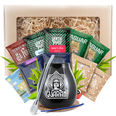 Yerba Mate Gavesæt 10x50g 500g Kalabas + Bombilla