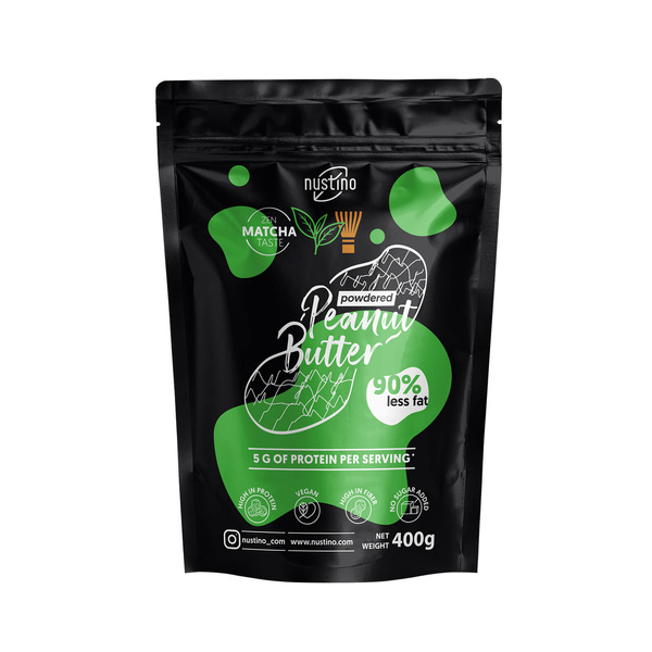 Nustino – Jordnøddesmør i pulverform – Matcha (uden tilsat sukker) 400 g