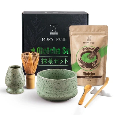 Gavesæt: premium-matcha + matchawan + bambustilbehør