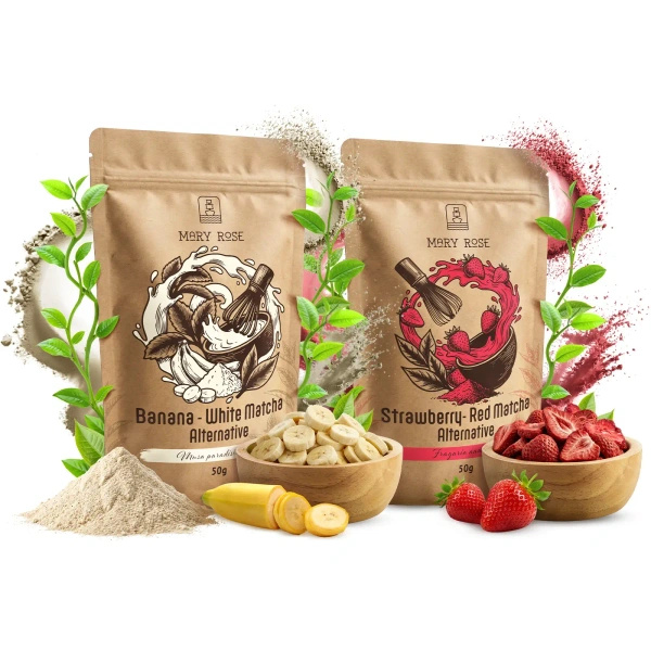 Sæt med farverige matchaer: Red Matcha + White Matcha