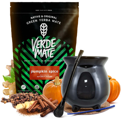 Startpakke Yerba Mate Verde Mate Pumpkin Spice 500 g + Kalabas Caldero Gryde