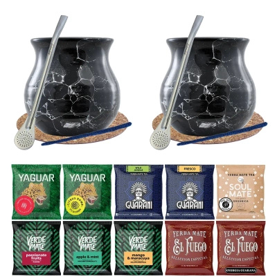 Yerba Mate Sæt 10x50 2x Kalabas + 2x Bombilla