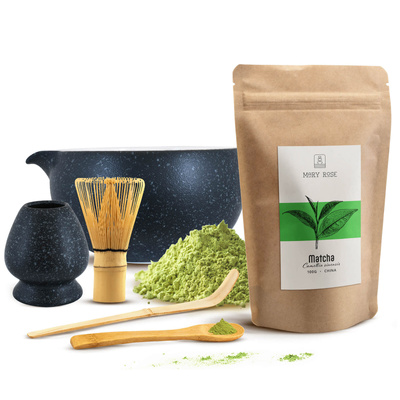 Sæt til brygning af matcha-te: matcha 100g + tilbehør