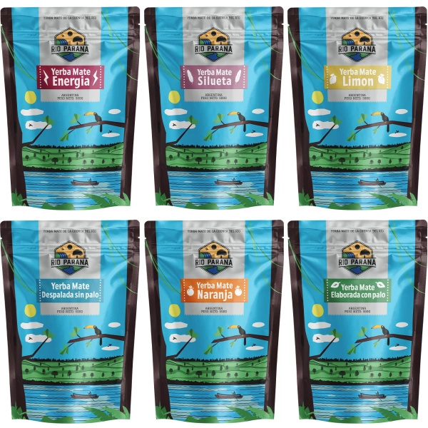 Sæt med Yerba Mate Rio Parana forskellige typer 6x500g