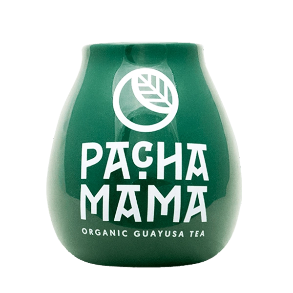 Grøn keramisk mate-kop med Pachamama-logo 350 ml
