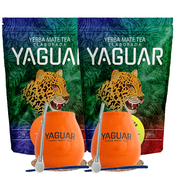 Yerba Mate-sæt Yaguar Naranja 500g + Yaguar Menta Limon 500g