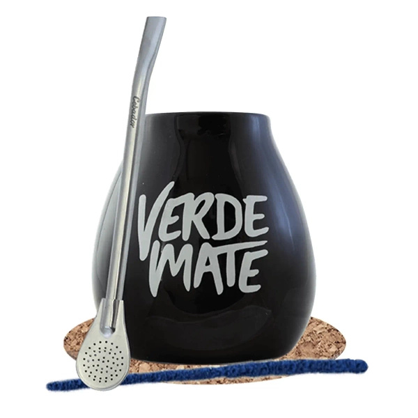 Sort Verde Mate-kurv + bombilla-sæt
