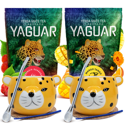 Yerba Mate-sæt til Par: Yaguar 2x500g + 2x Kalabas + 2x Bombilla