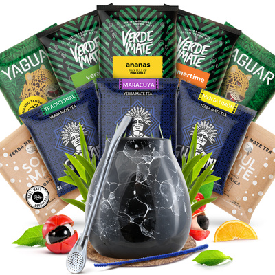 Yerba Mate startsæt Kalabas Bombilla 10x50g
