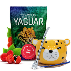 Sæt Yerba Mate Yaguar Energy Calabash Gatito 500g