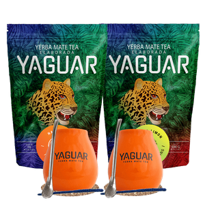 Yerba Mate-sæt Yaguar Naranja 500g + Yaguar Menta Limon 500g