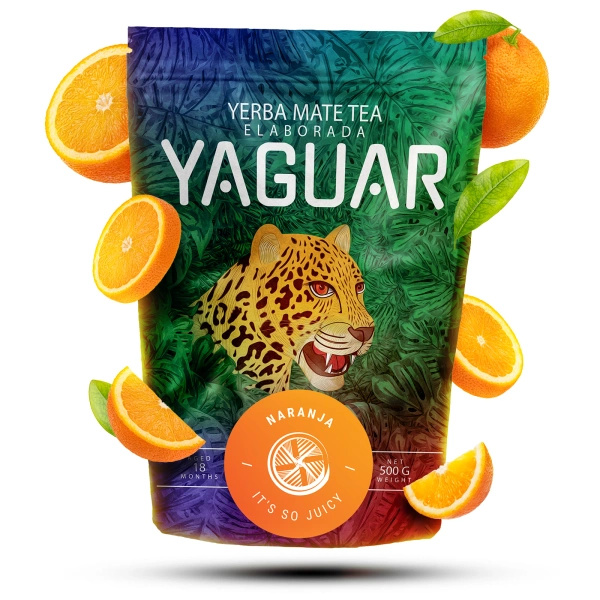 Yerba Mate-sæt Yaguar Naranja 500g + Yaguar Menta Limon 500g