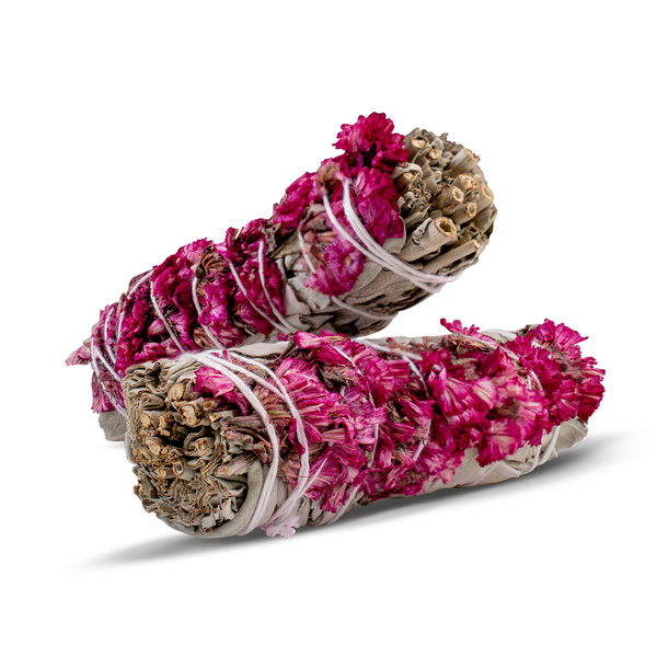 Hvid Salvie med pink sinuata - Røgelse 20-30g (bundt)