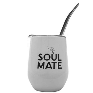 TermoLid – termokop til yerba mate med låg – Soul Mate (hvid) – 350 ml