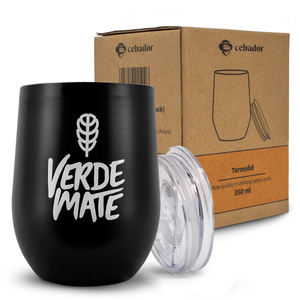 TermoLid – termokop til yerba mate med låg – Verde Mate (sort) – 350 ml