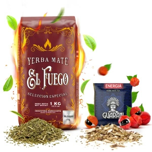 Yerba Mate-sæt: El Fuego 1kg + prøve Guarani Energia 50g
