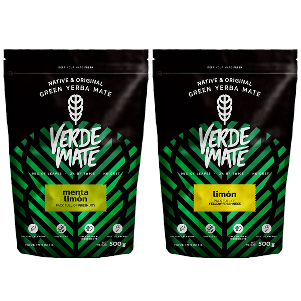 Verde Mate Grøn Limon 500g + Verde Mate Grøn Menta Limon 500g