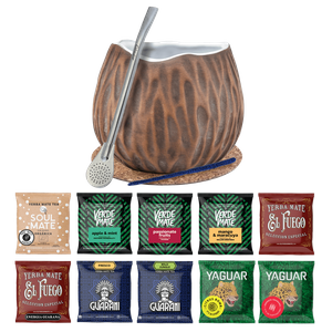 Yerba Mate-sæt 10x50g Calabash Coconut Bombilla 500g