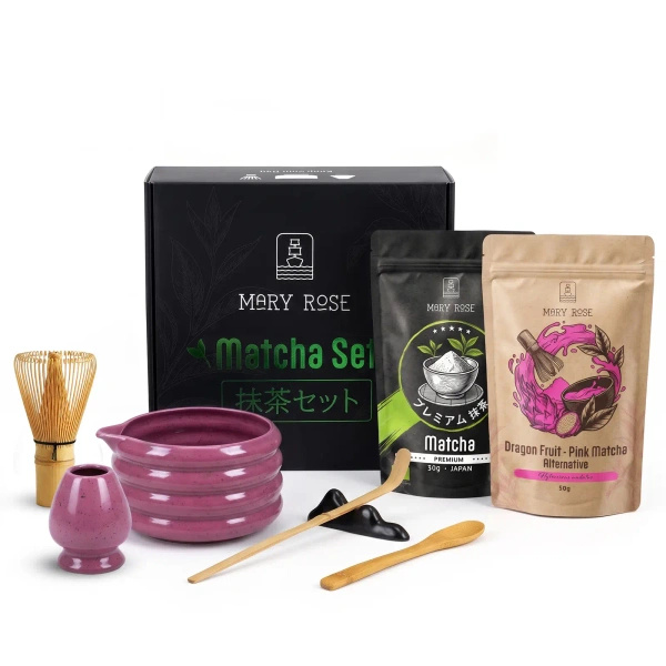 Gavesæt til farverig Matcha Latte: Matcha + Pink Matcha + tilbehør
