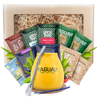 Yerba Mate Gavesæt 10x50g 500g Kalabas + Bombilla