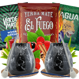 Yerba Mate-sæt for to: prøver 3×50g + 2x Kalabas + 2x Bombilla