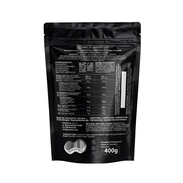 Nustino - jordnøddesmør i pulverform - Strawberry 400g